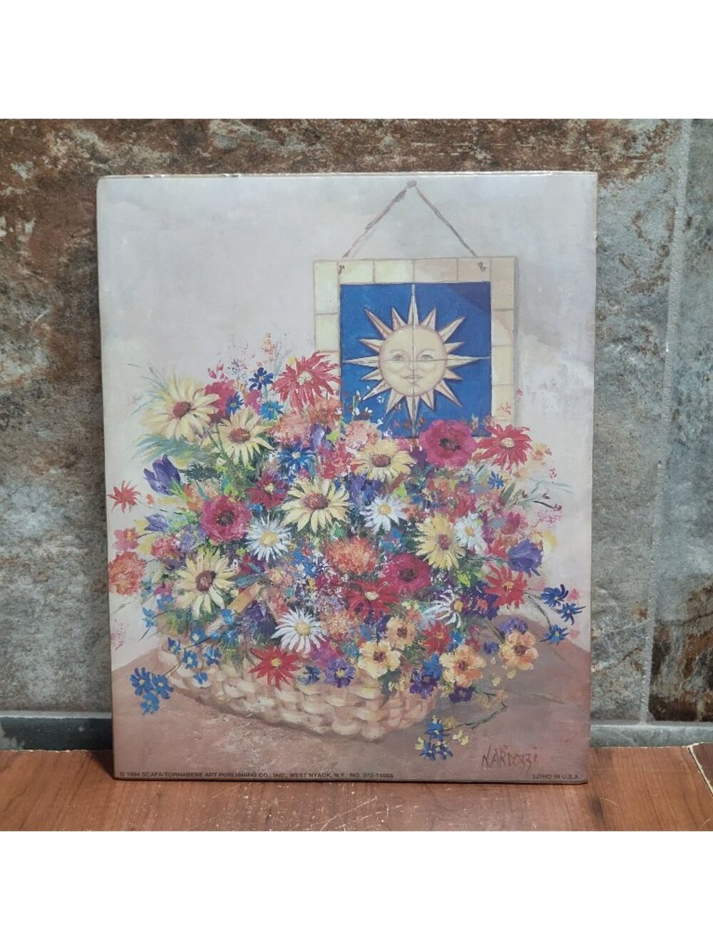 Vintage Unframed Floral Still Life Sun Art Print 1994 Nardozzi